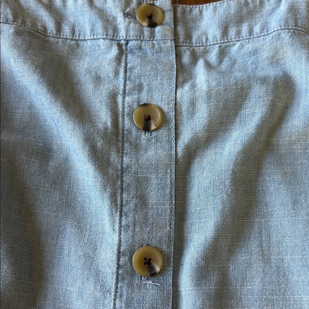 J. Crew Blue Button-Front Ruffle Blouse - Picture 7 of 13